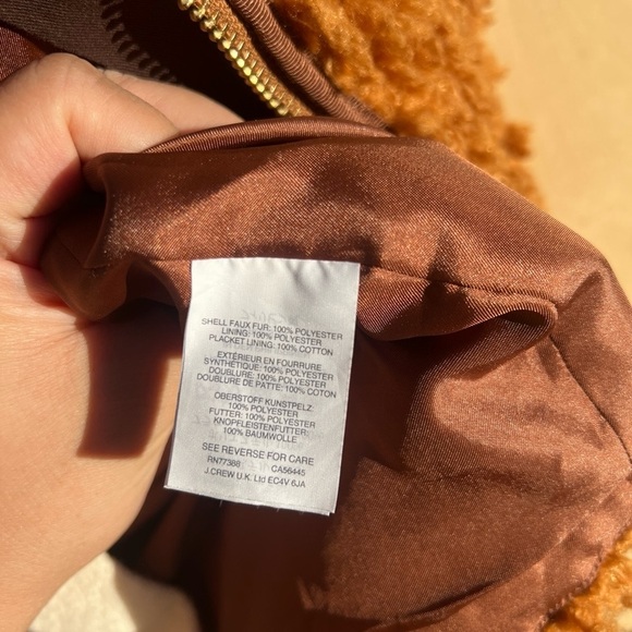 jcrew textured teddy vegan sherpa coat warm brandy brown XL super soft! - Picture 8 of 15